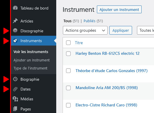 Contenus personnalisés (Custom Post Type) avec Wordpress, site minimum-vital développé par gibioctet.fr