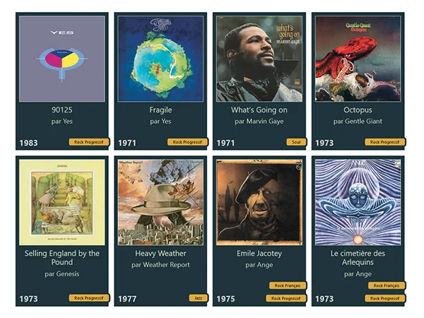 la liste des albums.