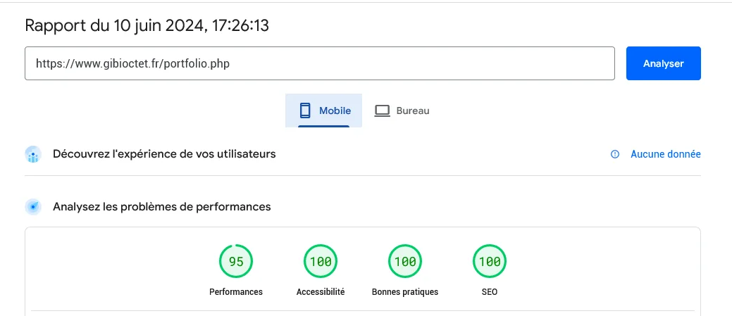 performances Page Speed Insights